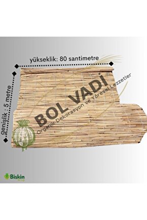 80cm X 5m Afyonkarahisardan Misina Ipli Doğal Bambu Kamış Çit,bahçe Çiti,hasır Çit, Gölgelik