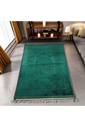 Soft Yumuşak Kadife Peluş Seccade Yeşil
