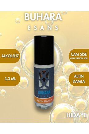 Buhara Alkolsüz Altın Damla Esans Koku 3,3ml Özel Cam Şişe