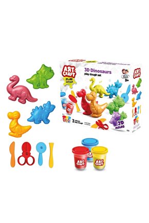 3D Dinozorlar Oyun Hamur Seti 168 Gr. - Oyun Hamuru Seti - Hamur Setleri - Hamur Kalıpları - Doğal O