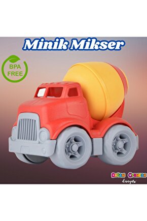 Lüx Kırmızı Minik Mikser - Plastik Mikser - Kırılmaz Oyuncak - Kırılmaz Çimenyo Kamyon - Çimento Ara