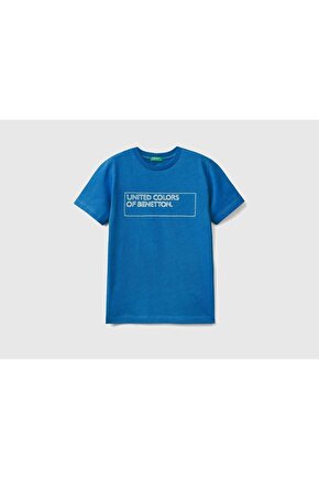 Erkek Çocuk Mavi Benetton Su Baskılı T-shirt