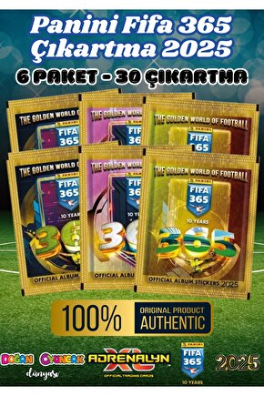 Panini FIFA 365 2025 Sticker 6 Paket - Futbolcu Çıkartmaları - Trading Futbolcu Oyuncu Kartı Panini