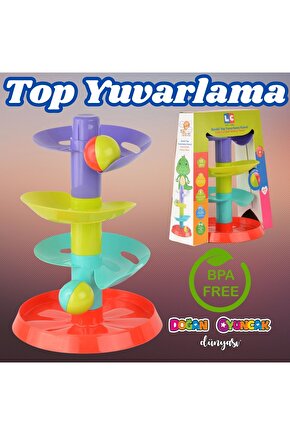 Renkli Top Yuvarlama Kulesi - Merdiven Oyunu - Kırılmaz Oyuncak - Kırılmaz Bebek Oyuncak - Top Döndü