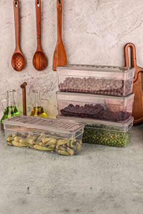 4lü Buzdolabı Düzenleyici Organizer Mikrodalga Ve Difrize Uygun Saklama Kabı Antrasit Set