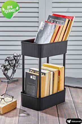 Easy 2 Katlı Çok Amaçlı Raf Kitaplık Organizer Düzenleyici (tekerleksiz) 39.5 Cm Çift Katlı Şık