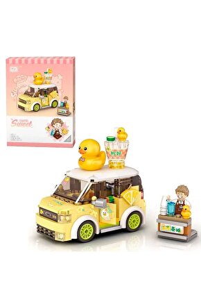 Mikro Blok Şehir Merkezi Portakal Arabası 260 Parça - Lego Setleri - Loz Mini Lego - Çiçek Lego - Lo