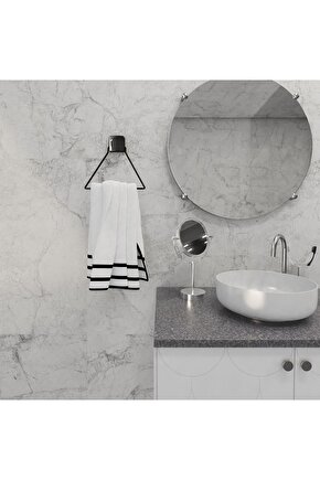Dekoratif Yapıştırmalı Banyo- Mutfak Metal Üçgen Havluluk Askı Siyah Vidasız Pratik Montaj Dc-5058 -