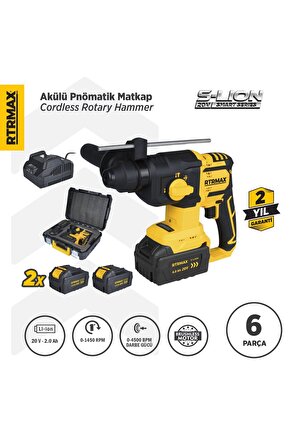 Rts5040 Şarjlı Sds Plus Kırıcı Ve Delici Kömürsüz 1.8jul 26mm 2x4 Ah 20v Çift Akü S-lion - Akü Dahil