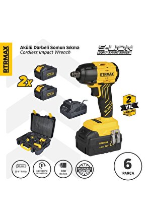 Rts5030 Şarjlı Somun Sıkma Makinası Kömürsüz 12 350 Nm 2x4 Ah 20v Çift Akü S-lion - Akü Dahil
