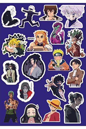 Anime Karışık Sticker Seti - Ajanda - Laptop - Telefon Sticker Seti 18 Adet