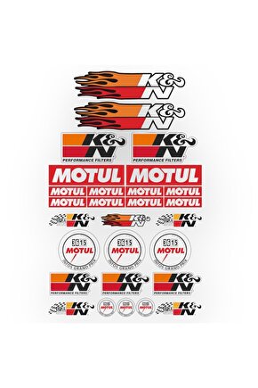 K&N & Motul Sticker Seti Araç, Motosiklet ve Garaj Dekoru İçin Yapışkan Etiketler