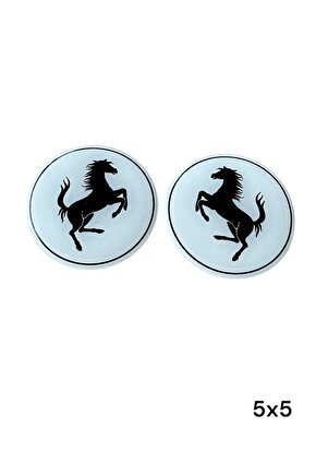 Ferrari Tarzı Arma Sticker (2 li Set) 5x5 cm siyah beyaz