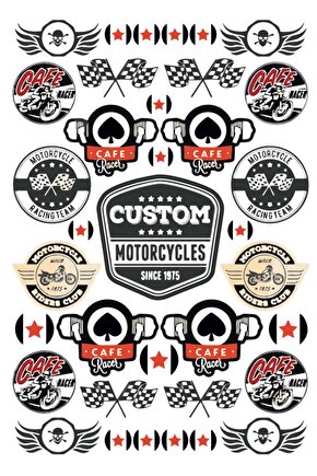 CUSTOM MOTORCYCLES SINCE 1975** - Vintage & Cafe Racer Sticker Koleksiyonu