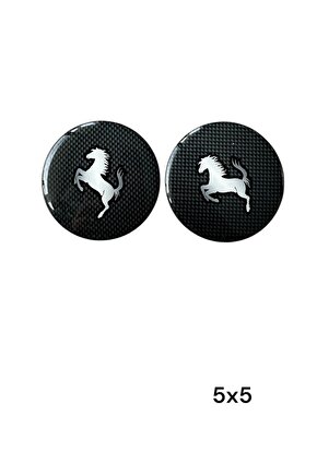 Ferrari Tarzı Arma Sticker (2’li Set) – 5x5 cm KARBON