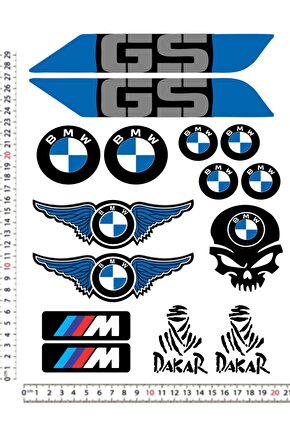 BMW M MOTORSİKLET KASK A4 STİCKER ÇIKARTMA SETİ