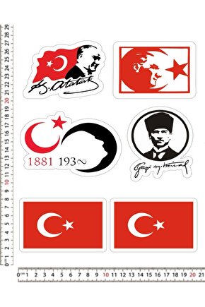 ATATÜRK MOTORSİKLET KASK LEPTOP TELEFON ARKASI STİCKER ÇIKARTMA SETİ