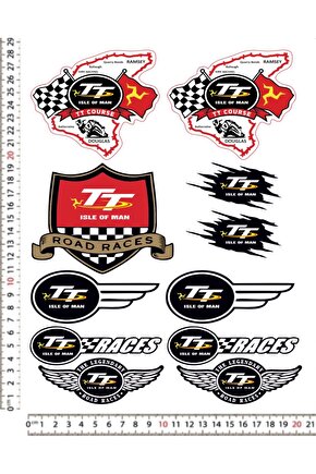 TT ISLE OF MAN MOTORSİKLET KASK STİCKER ÇIKARTMA SETİ