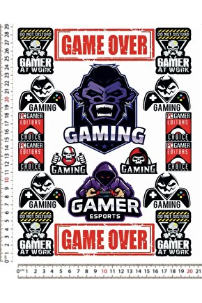 GAME OVER GAMİNG MOTORSİKLET KASK STİCKER ÇIKARTMA SETİ