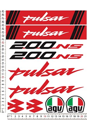 PULSAR NS200 MOTORSİKLET KASK STİCKER ÇIKARTMA SETİ
