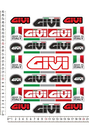 GİVİ İTALY MOTORSİKLET KASK STİCKET ÇIKARTMA SETİ