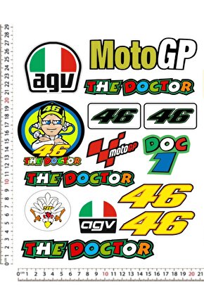 THE DOCTOR AGV 46 MOTORSİKLET KASK STİCKER ÇIKARTMA SETİ