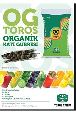 Toros Organik Katı Granüllü Gübre 25 Kg Torba