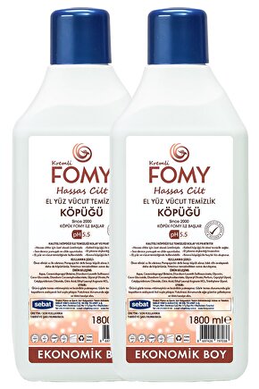 Hassas Cilt Köpük Sabun El Yüz Vücut 1800 Ml - 2 Adet