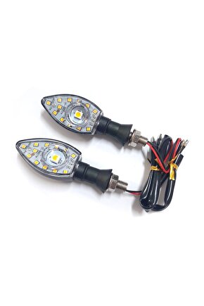 Motosiklet Üniversal Led Sinyal Beyaz Camlı Mercekli Sarı Işık