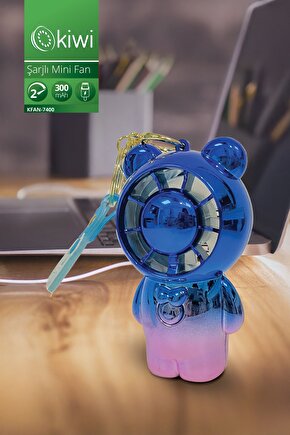 Kfan-7400 Şarjlı Portatif Taşınabilir Ultra Sessiz Mini Fan