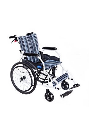 Comfort Plus KY863-20 Mavi Desenli Alüminyum Tekerlekli Sandalye