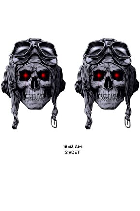 MOTORCU KURU KAFA STİCKER 2 ADET MOTORSİKLET KASK LAPTOP DOLAP
