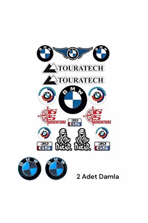 BMW TOURATECH DAKAR MAVİ MOTORSİKLET KASK STİCKER ÇIKARTMA SETİ