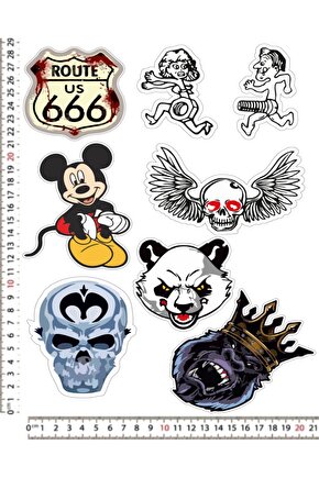 ROUSTE 666 MOTORSİKLET KASK LEPTOP ARAÇ TELEFON ARKASI STİCKER ÇIKARTMA SETİ