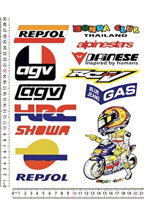 RESPOL AGV HRC KARIŞIK MOTORSİKLET KASK STİCKER ÇIKARTMA SETİ