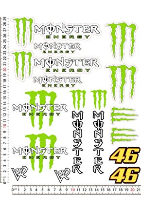 MONSTER ENERGY MOTORSİKLET KASK STİCKER ÇIKARTMA SETİ Uyumlu