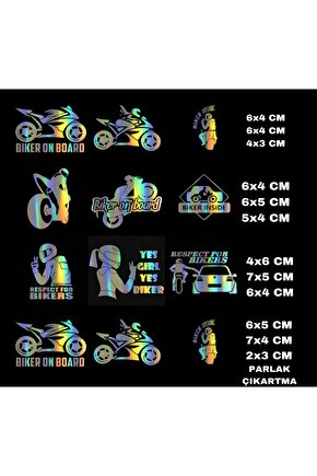 BIKER ON BOARD & BIKER INSIDE** - Motosiklet Tutkunlarına Özel Parlak Sticker Seti