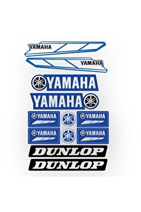 Yamaha Motosiklet Sticker Seti | 17 Parça | Su Geçirmez & Dayanıklı Etiketler | Dunlop Logolu