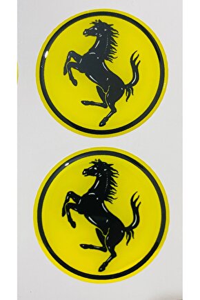 Ferrari Logo Sarı (5X5 CM) Ikili Damla Etiket