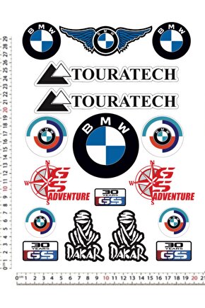 BMW DAKAR MOTORSİKLET KASK A4 STİCKER ÇIKARTMA SETİ