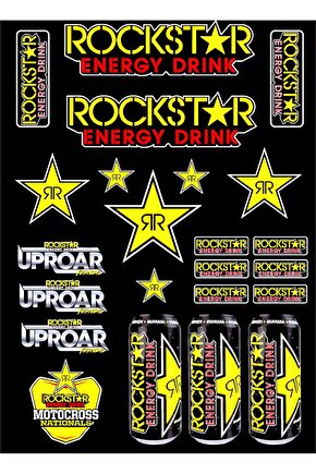 ROCKSTAR ENERGY DRINK STİCKER ÇIKARTMA SETİ MOTORSİKLET KASK LAPTOP