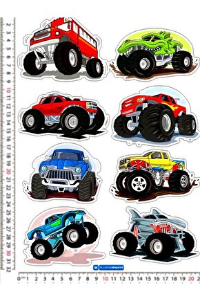 MONSTER TRUCK ROAD ARAÇ MOTORSİKLET KASK LEPTOP DUVAR DOLAP 8 ADET STİCKER ÇEŞİTLERİ