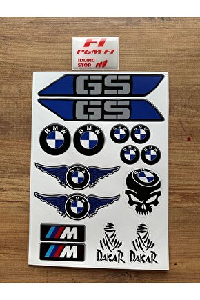 BMW MAVİ MOTORSİKLET KASK STİCKER ÇIKARTMA SETİ