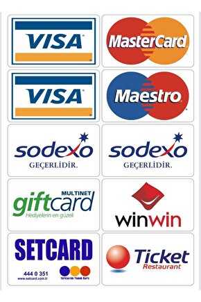 Motosiklet Kask Laptop Telefon Master Card Sodexo Ticket Çıkartma