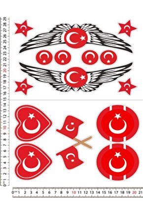 TÜRK BAYRAĞI MOTORSİKLET ARAÇ KASK LEPTOP TELEFON ARKASI STİCKER ÇIKARTMA SETİ