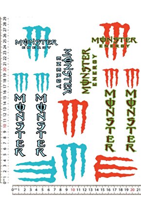 MONSTER ENERGY MOTORSİKLET KASK STİCKER ÇIKARTMA SETİ