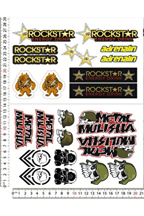 ROCK STAR ENERGY DRİNK MOTORSİKLET KASK STİCKER ÇIKARTMA SETİ