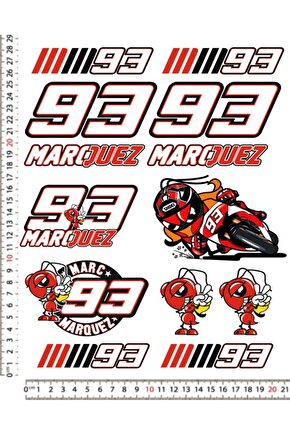 MAROUEZ 93 MOTORSİKLET KASK STİCKER ÇIKARTMA SETİ