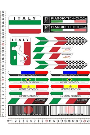 PIAGGIO LIMITED EDITION KARMA ÜLKE MOTORSİKLET KASK STİCKER SETİ