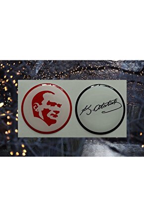 PHOENİX STİCKER MUSTAFA KEMAL ATATÜRK İMZA DAMLA LOGO 3.5x3.5 CM 2 ADET